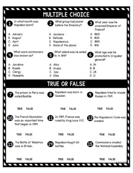 Napoleon Bonaparte DIGITAL Reading Passage & Questions Self Grading - Image 4