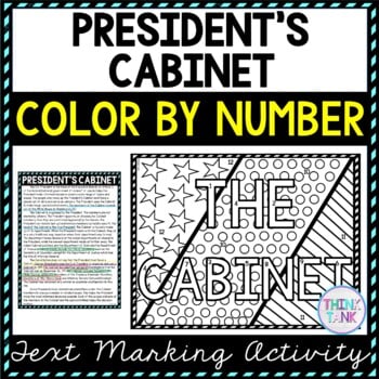 President's Cabinet Color by Number, Reading Passage and Text Marking