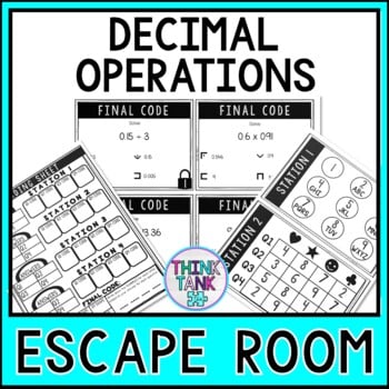 Decimal Operations MATH Escape Room - Common Core - 5.NBT.7