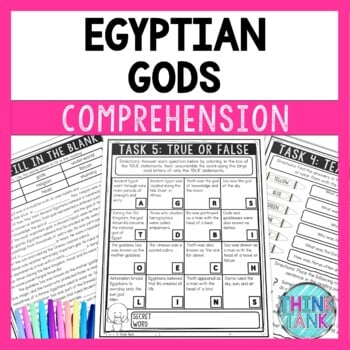 Egyptian Gods Reading Comprehension Challenge - Close Reading - Ancient Egypt