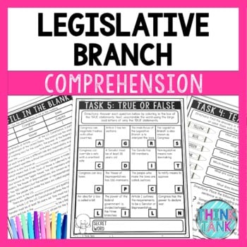 Legislative Branch Reading Comprehension Challenge - Close Reading - Congress
