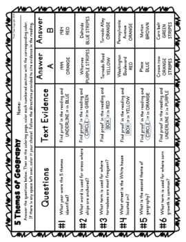 5 Themes of Geography Color by Number, Reading Passage and Text Marking - Image 3