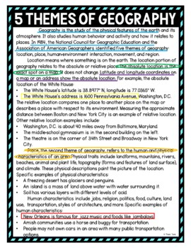 5 Themes of Geography Color by Number, Reading Passage and Text Marking - Image 4