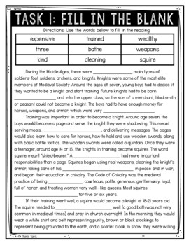 Medieval Knights Reading Comprehension Challenge - Close Reading - Middle Ages - Image 2