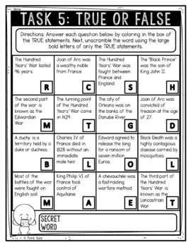 Hundred Years War Reading Comprehension Challenge - Close Reading - Middle Ages - Image 3