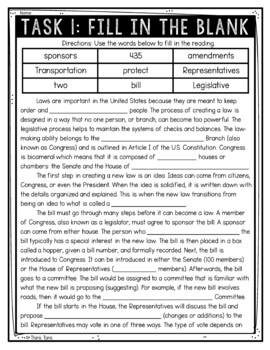 How a Bill becomes a Law Reading Comprehension Challenge - Close Reading - Image 2