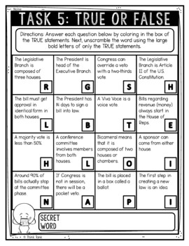 How a Bill becomes a Law Reading Comprehension Challenge - Close Reading - Image 3