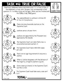 Supreme Court Thinktivity™ Reading Comprehension - Judicial Branch - Close Read - Image 3