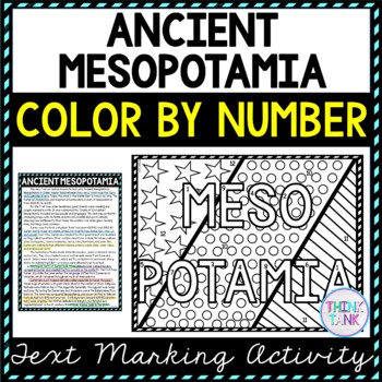 Ancient Mesopotamia Color by Number, Reading Passage and Text Marking