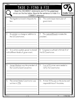 Constitution Articles Reading Comprehension CSI Spy Mystery - Close Reading - Image 4