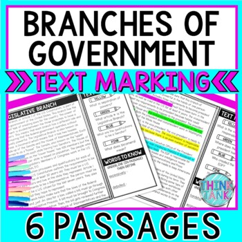 Branches of Government Reading Passages and Text Marking