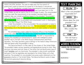 Branches of Government Reading Passages and Text Marking - Image 3