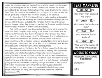 Revolutionary War Causes Reading Passages and Text Marking - Image 4