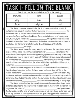 Sumerians Reading Comprehension Challenge - Close Reading - Ancient Mesopotamia - Image 2