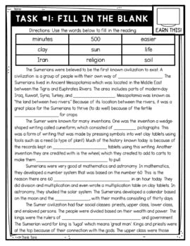 Sumerians of Ancient Mesopotamia Thinktivity™ Reading Comprehension - Image 2