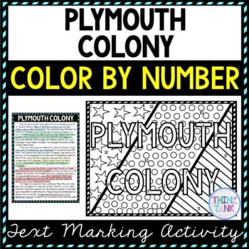 Plymouth Colony Color by Number, Reading Passage and Text Marking