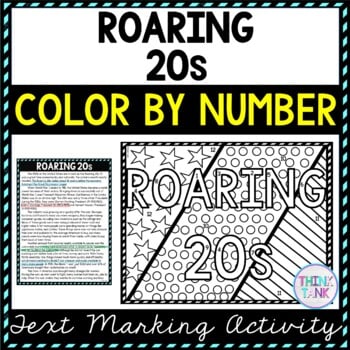 Roaring 20s Color by Number, Reading Passage and Text Marking