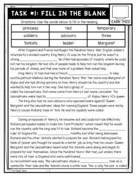 War of the Roses Thinktivity™ Reading Comprehension - Middle Ages - Image 2