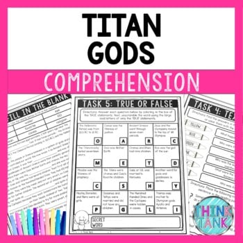 Titan Gods of Greek Mythology Reading Comprehension Challenge - Close Reading