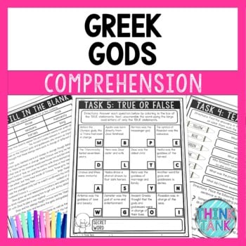 Greek Gods Reading Comprehension Challenge - Close Reading - Greek Mythology