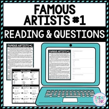 Famous Artists #1 DIGITAL Reading Passage & Questions Self Grading