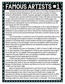 Famous Artists #1 DIGITAL Reading Passage & Questions Self Grading - Image 2