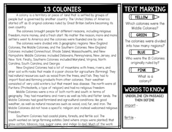 American Revolution Reading Passages and Text Marking - Revolutionary War - Image 2