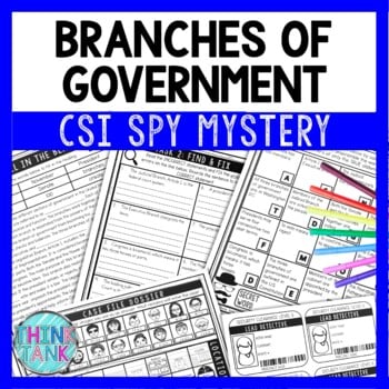 Branches of Government Reading Comprehension CSI Spy Mystery - Close Reading