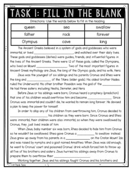 Zeus and Hera Reading Comprehension Challenge - Close Reading - Greek Mythology - Image 2