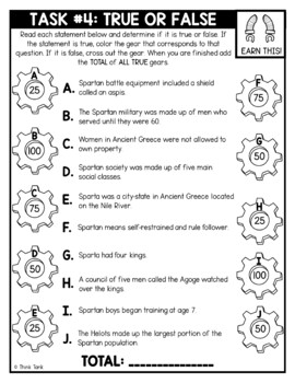 Sparta - Ancient Greece Thinktivity™ Reading Comprehension - Image 3