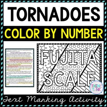 Tornadoes Color by Number, Reading Passage and Text Marking