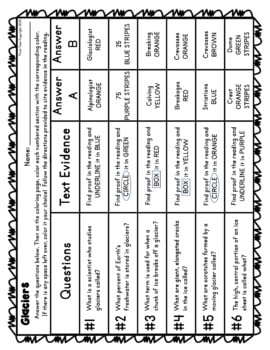 Glaciers Color by Number, Reading Passage and Text Marking - Image 3