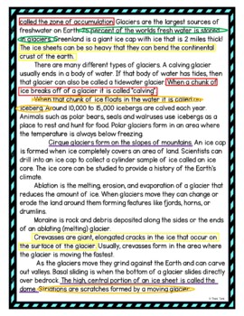 Glaciers Color by Number, Reading Passage and Text Marking - Image 4