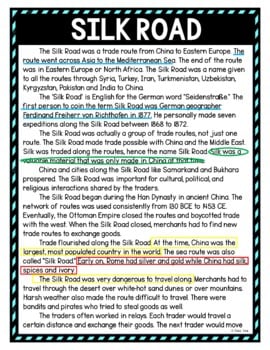 Silk Road Color by Number, Reading Passage and Text Marking - Image 4