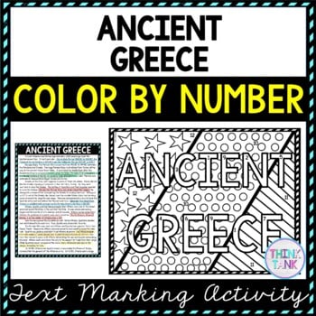 Ancient Greece Color by Number, Reading Passage and Text Marking