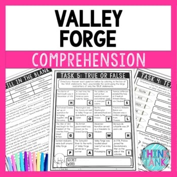Valley Forge Reading Comprehension Challenge - Close Reading - Revolutionary War