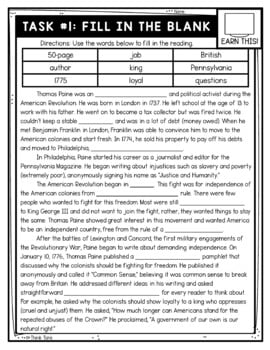 Thomas Paine Thinktivity™ Reading Comprehension - Revolutionary War - Image 2