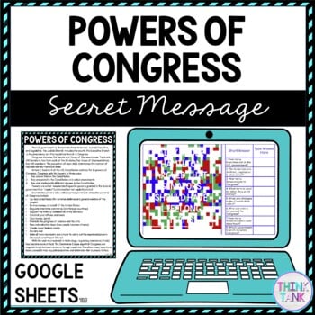 Powers of Congress Secret Message Activity For Google Sheets™