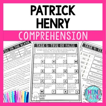 Patrick Henry Reading Comprehension Challenge -Close Reading - Revolutionary War