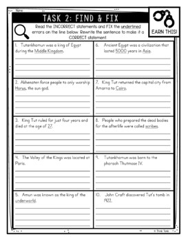 King Tut Reading Comprehension CSI Spy Mystery - Close Reading - Ancient Egypt - Image 4