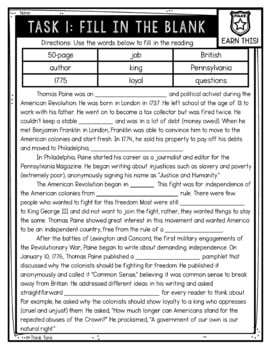 Thomas Paine Reading Comprehension CSI Spy Mystery - Close Reading - Image 2
