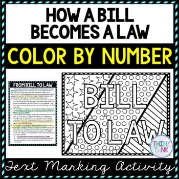 How a Bill Becomes a Law Color by Number, Reading Passage and Text Marking