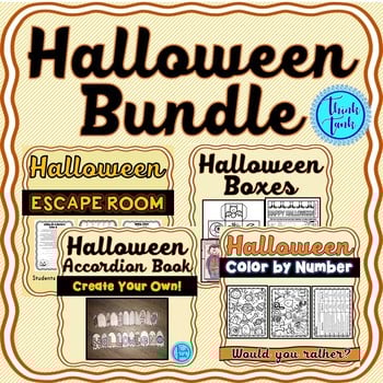 Halloween Activities Bundle: Escape Room, Color by Number and Halloween Boxes