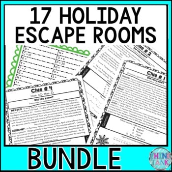 HOLIDAYS ESCAPE ROOMS BUNDLE! Christmas, Halloween, Easter, Thanksgiving & more!
