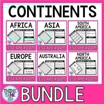 Continents Escape Rooms BUNDLE - World Geography