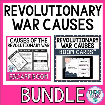 Revolutionary War Causes Escape Room and Boom Cards™ BUNDLE