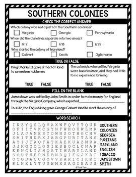 13 Colonies Reading Passages, Questions and Text Marking + Word Search - Image 3