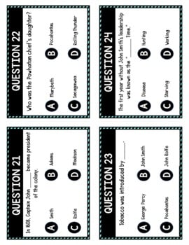 Jamestown Task Cards Review Game - Image 2