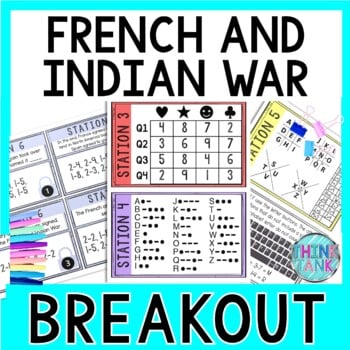 French and Indian War Breakout Activity - Task Cards Puzzle Challenge
