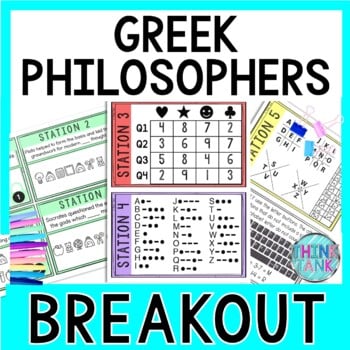 Greek Philosophers Breakout Activity - Task Cards Puzzle Challenge